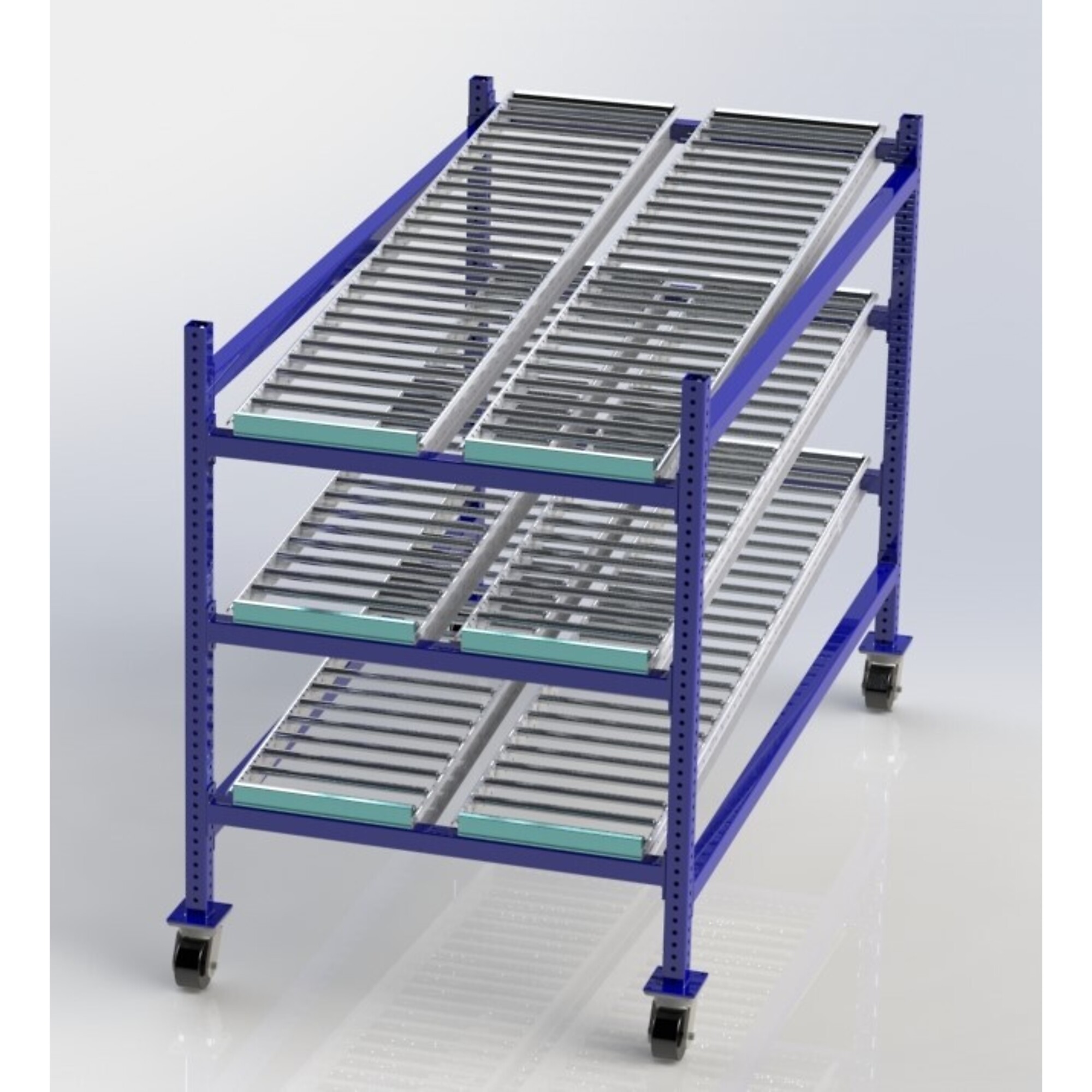 Unex, Mobile Gravity Flow Rack, Overall Height 54 in, Width 36 in, Depth 72 in, Model# MCF99SR36723